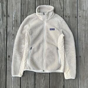 vintage y2k patagonia women's XS oatmeal zip up sherpa synchilla fleece jacket